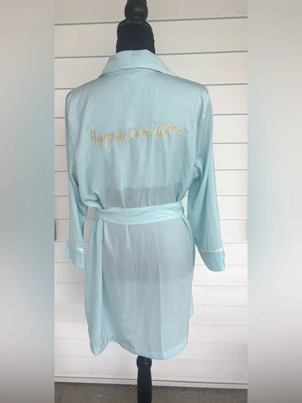 kate spade Light blue Satin 'Happily Ever After' Robe bridal wedding medium